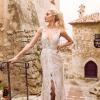 EDEN ML8218 Full Lace Fitted Gown with Plunging V-neckline Lace Straps Zip-up Back and Center Front Split Wedding Dress