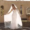 BLAYNE ML19487 FULL LENGTH FIT FLARE SILHOUETTE V NECKLINE WITH ILLUSION BODICE EMBROIDERED FLORAL LEAF LACE AND SOFT TULLE SKIRT WITH V BODICE FINISH WEDDING DRESS MADI LANE BRIDAL2