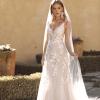 BLAYNE ML19487 FULL LENGTH FIT FLARE SILHOUETTE V NECKLINE WITH ILLUSION BODICE EMBROIDERED FLORAL LEAF LACE AND SOFT TULLE SKIRT WITH V BODICE FINISH WEDDING DRESS MADI LANE BRIDAL5
