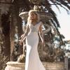 BRAE ML18033 FULL LENGTH FIT FLARE SILHOUETTE V NECKLINE WITH FLORAL LACE AND MID V BACK SHEER ILLUSION FINISH WEDDING DRESS MADI LANE BRIDAL2