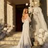 DAILYN ML22211 FULL LENGTH FITTED 3D FLORAL LACE GOWN WITH DETACHABLE SLEEVES ILLUSION BACK BODICE WITH BUTTON AND ZIPPER CLOSURE WEDDING DRESS MADI LANE BRIDAL 3
