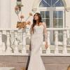 DELAYNE ML22366 FULL LENGTH FITTED VINE LACE GOWN ILLUSION BODICE THIN STRAPS DETACHABLE SLEEVES BUTTON AND ZIPPER CLOSURE WEDDING DRESS MADI LANE BRIDAL 1