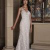 OLIVE_EY345 FLORAL LACE V NECK FIT AND FLARE WEDDING DRESS WITH DETACHABLE TULLE OVERSKIRT EVIE YOUNG BRIDAL 20