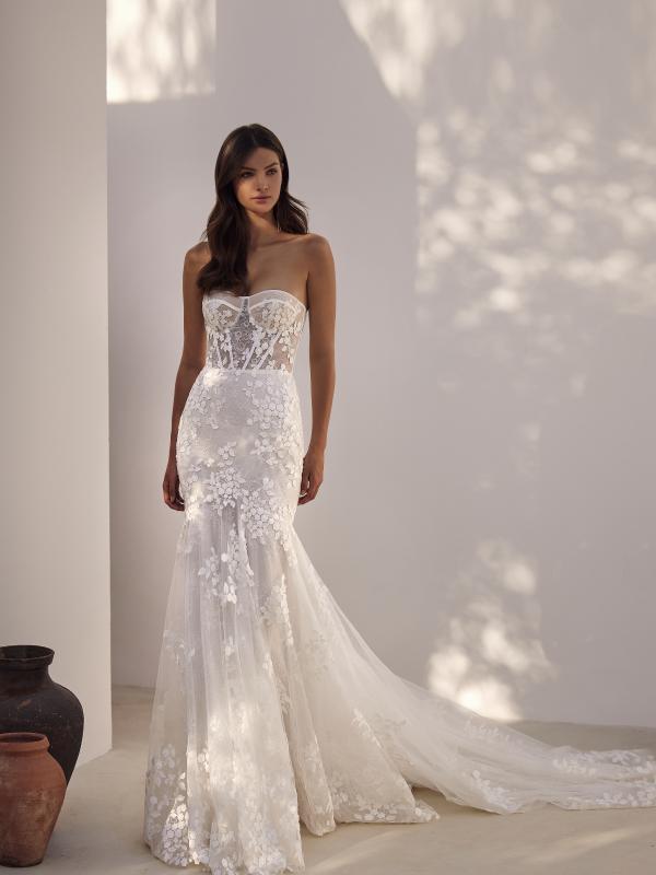 Trinity Sweetheart Neck Detachable Puff Long Sleeves Fit and Flare Wedding Dress