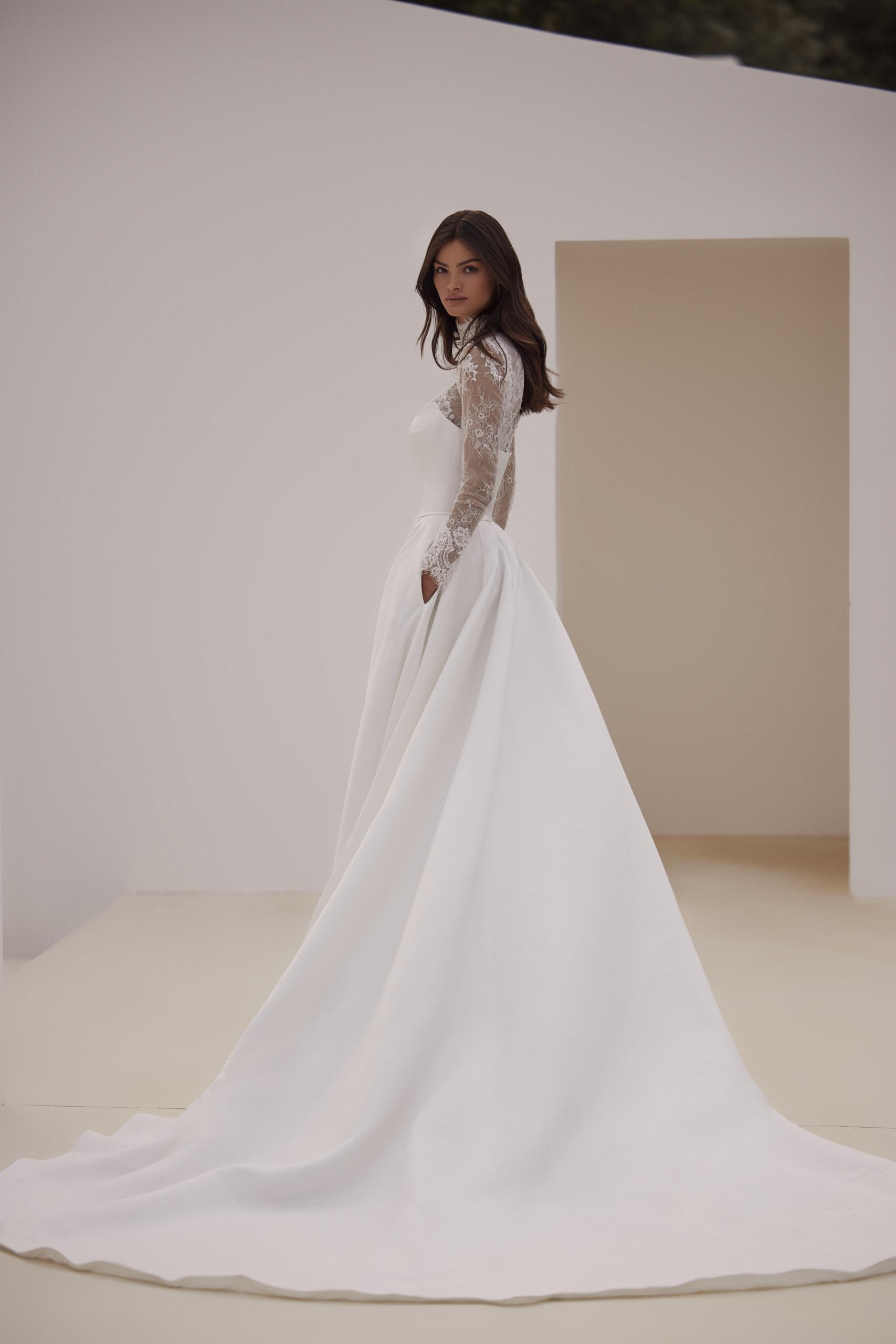 Nexia Turtle Neck Lace Long Sleeves A-Line Wedding Dress