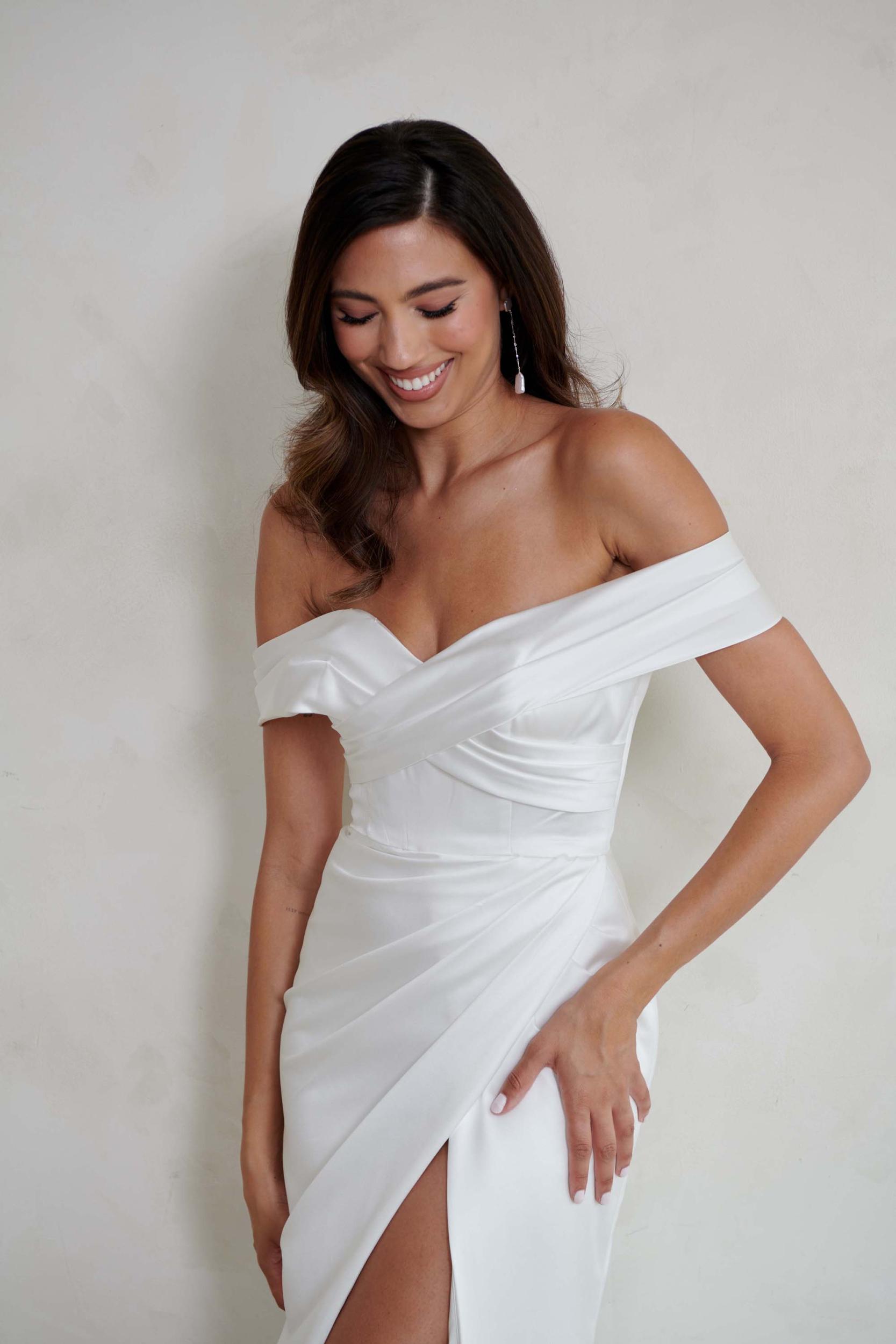 Ramsey Off The Shoulder Fit and Flare Wedding Dress